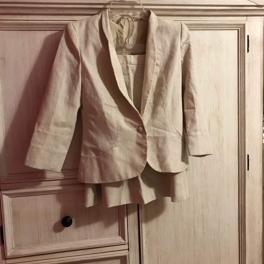 Vintage Cream Blazer Skirt Suit